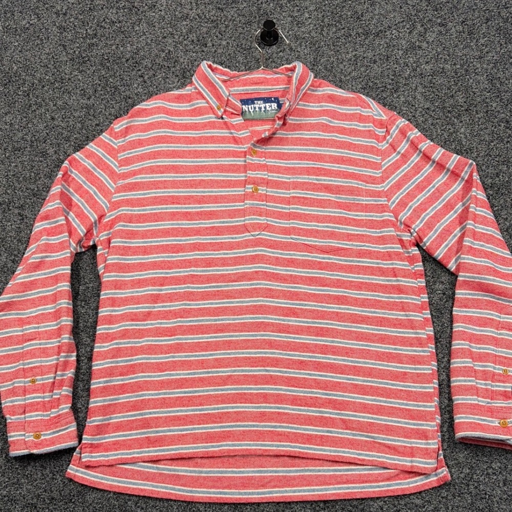 Chubbies Shirt Womens L Red Blue Stripe The Nutter Flannel Pullover Gorpcore